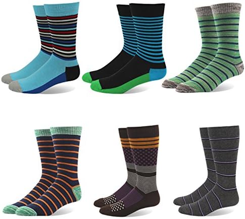 Mens Calf Socks Plus Size Cotton Rich, Comfortable, Breathable Funky Socks Winter Colorful Design Crew Socks UK Men Size 10-14/EU 44.5-49 (UK Men Size 10-13.5/EU 44.5-49, KQBSK12-6Pack)