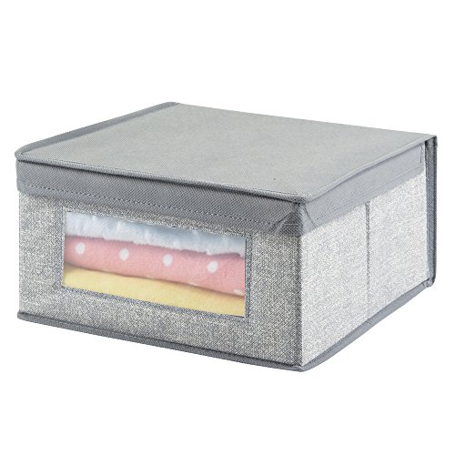 InterDesign 04273EU Aldo Aufbewahrungsbox für den Schrank aus Stoff, Schuhe, Handtaschen, Jeans - Medium, grau, 29.21 x 28.575 x 15.24 cm