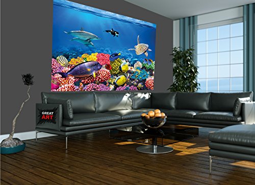 Fototapete Bunte Unterwasserwelt Wand-dekoration – Wandbild Aquarium Poster-Motiv by GREAT ART (210 x 140 cm) - 7