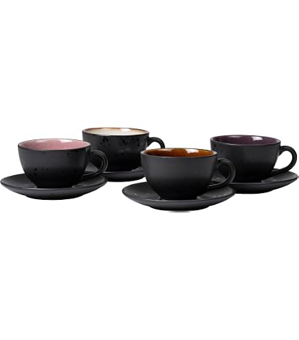 Set di 4 tazze da caffè e piattini in ceramica vintage di Faenza
