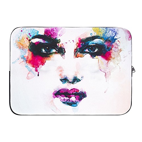 misslight Laptop Case Creative Design 3D Printed 2018 14-14.2 inch with Durable Zipper for MacBook Air/PRO, iPad, Notebook 35 Cool Patterns Optional (Face Watercolour)