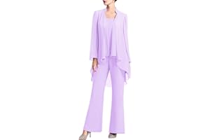renvena Mother of The Bride Dress Pant Suits Women Plus Size Chiffon 3 Pieces Wedding Guest Evening Outfit