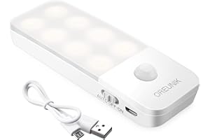 OREUNIK Rechargeable Night Light,Wardrobe Motion Sensor Lights Indoor,Cupboard Light With Magnetic Strip Stick on Closet,Under Cabinet,Kitchen,Bedroom,Stairs,Hallway-1 Pack