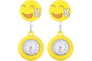 VILLCASE Totority Lot de 2 montres d'infirmière avec clip - Montre de poche à quartz - Pour infirmière et étudiante, jaune, 66x4,5 cm.