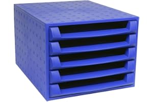 ‎EXACOMPTA Exacompta 221101D Premium Ablagebox mit 5 offenen Schubladen für DIN A4+ Dokumente. Belastbare Schubladenbox mit hoher Kapazität für mehr Platz auf dem Schreibtisch The Box Blauer Engel kobaltblau