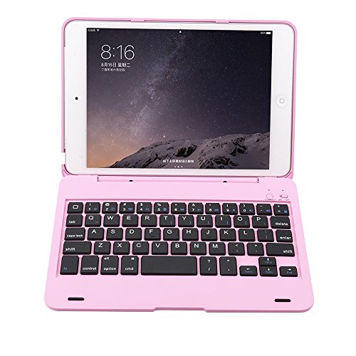 KVAGO iPad Mini 1 2 3 Tastatur mit Hülle Bluetooth Wireless Englisch QWERTY Tastatur für iPad Mini 1 2 3—Pink - 8