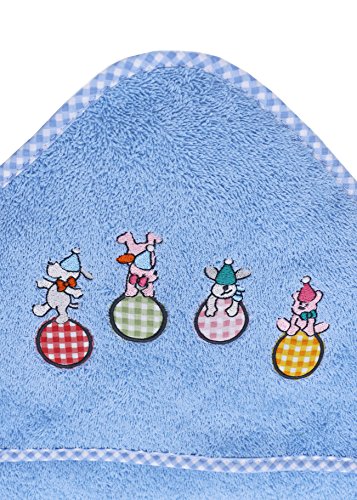 ZOLLNER® Kapuzenhandtuch / Kapuzenbadetuch / Kapuzentuch für Babys mit spielenden Hunden auf der Kappe, ca. 100×100 cm, in weiteren Farben erhältlich, vom Hotelwäschespezialisten, Serie „Capo“ - 3