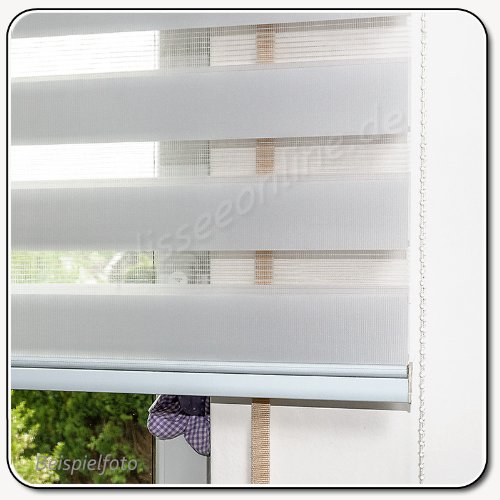 TOP! Doppelrollo 200 cm breit !! 170 cm lang Farbe weiß mit breiter Beschwerung+ geschlossener Kassette+ Kettenzug Alternative zu Gardine oder Plissee Duo Rollo