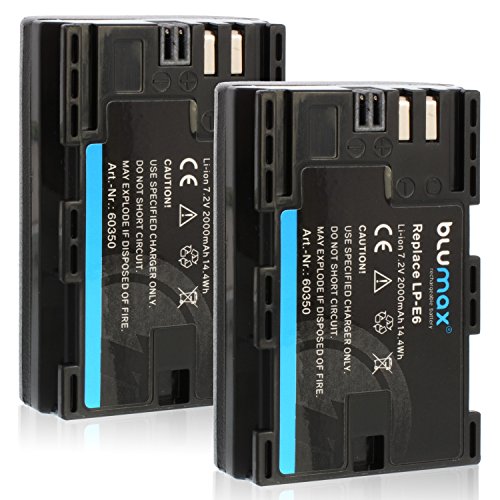 2x Blumax LP-E6 Batterie pour Canon EOS 60D 70D 6D 60D 70D 5D Mark 3 2000mAh 7 2V 14 4Wh plus de puissance que la batterie d origine