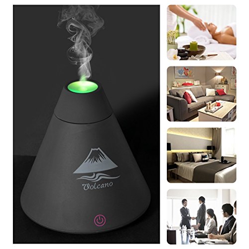 Yinano®Mini Volcano USB Luftbefeuchter Ultraschall Aroma Diffusor Aromatherapy Luftreiniger Nebel Zerstäuber LED Farbwechsel (Volcano Aroma Diffuser, Schwarz) - 6
