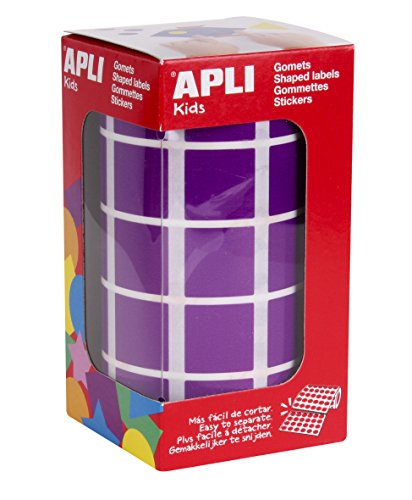 APLI Kids - Rollo de gomets cuadrado 20 mm color lila