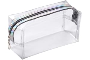 ELIONLESS Clear Pencil Case, Large Transparent Pencil Case Zipper Pen Pencil Bag Pouch Travel Cosmetic Makeup Bag School Supplies for Teenage Girls Boys Women (White)