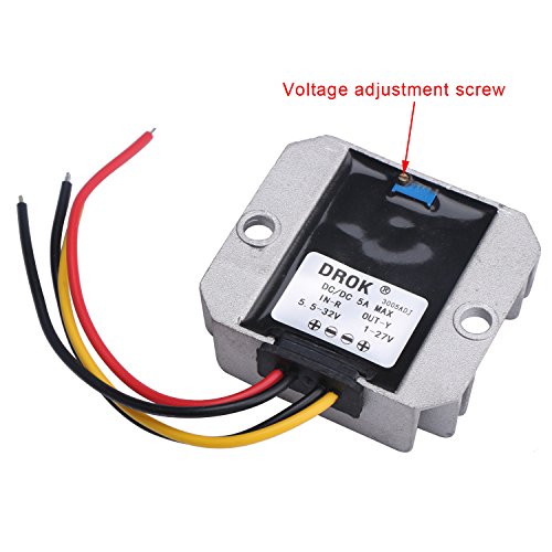 DROK® Wasserdicht Synchron DC-DC Wandler Buck 5.5-32V auf 1-27V Spannungsregler 24V auf 12V auf 5V 5A Einstellbare VDC Solide Durable Netzteil-Platine - 2
