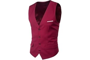 MISSMAO Hommes Gilet Costume sans Manche Slim Fit Casual Col V pour Buisiness et Mariage