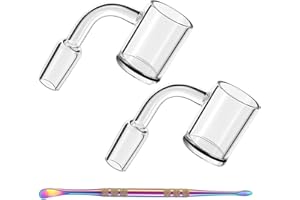 MAPOO Lot de 2 clous à quartz 25 mm OD 14 mm mâle avec outil de cire coloré, 100 % fabriqué en quartz