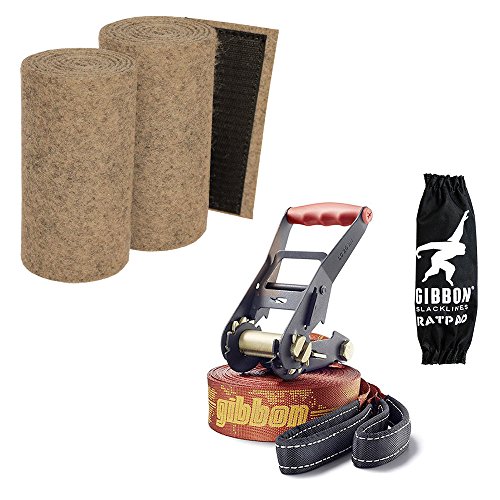 SLACKWEAR Slackline Set con "SafetyTree" Protección de árbol Beige + Travel Line X13 de Gibbon Slacklines