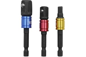 HYUNRWB 3PCS Impact Grade Socket Adapter/Extension Set Turns ，1/4", 3/8", and 1/2" Drive Power Drill Into Nut Driver Torque Impact Wrench