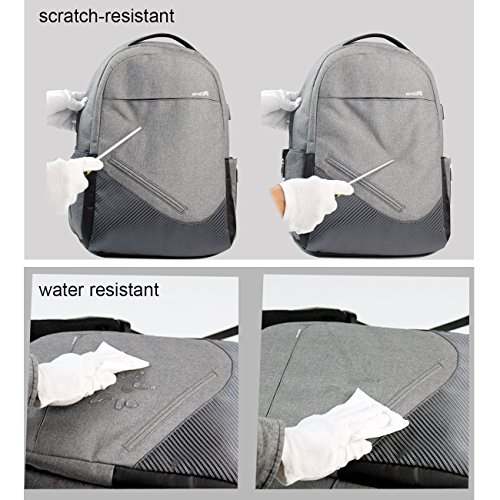 Jintu Diebstahlschutz Oxford Stoff Rucksack Business Wasserdicht Laptop Rucksack Schultasche Daypack für 39,6 cm Notebook Laptop Computer, Business, Outdoor, Reisen, Arbeit – 35L/grau mit USB Lade-Schnittstelle - 7