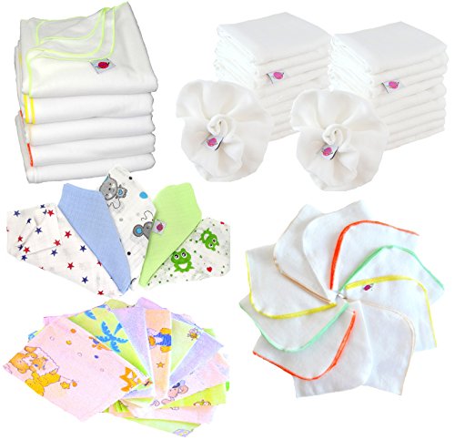Babymajawelt Baby Starter Paket Stofftücher 50 tlg Mulltücher Spucktücher Molton Waschlappen