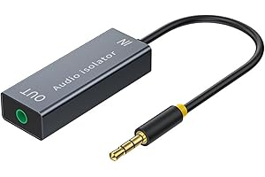 VIEVRE Filtr przeciwzakłóceniowy, izolator Ground Loop 3,5 mm, kabel audio do samochodu audio/domu system stereo/głośnik Bluetooth, samochodowy filtr zakłóceń radiowych, filtr szumów, filtr