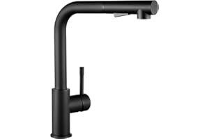 ANYCEE Robinet Cuisine Noir, Mitigeur Cuisine avec Extensible, Robinetterie Pivotants à 360° avec Douche Deux Types Jet d'eau, Robinet en Acier Inoxydable