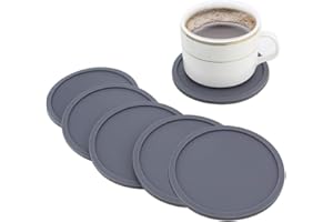 CYLEIBE Drink Coasters Set of 6, Silicone Non-Slip Washable Cup Mats Coaster for Drinks Home and Outdoor (Grey)