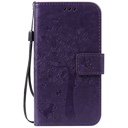 Moto G 2nd gen Funda   Moto G2 Funda  FQY-TEC  P  rpura  Grabado en relieve C Cuero Pu y TPU Cartera Ranura para tarjeta Soporte Funda para Motorola Moto G  2nd gen  5 0  