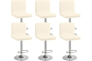 Eozakavod Coprisedie da Bar con Schienale Set di 6 Facile da Pulire Fodere per Sedia Elastiche per Rinnovare e Proteggere Sedie da Cucina, Bar, Giardino‌ (Crema, Set di 6)