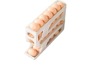 SMILESHINEY Distributore di uova, contenitore per uova per frigorifero, organizzatore automatico di uova, 4 ripiani, 32,5 x 20 x 7 cm