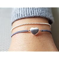 Armband Makramee Herz 925 Silber Glücksband Freundschaftsband