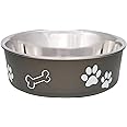 Loving Pets Stainless Steel Bella Dog Bowl Non-Slip Dishwasher Safe & Bacteria Resistant Metallic Pet Dish - Espresso - X-Large (1.8 Litre)