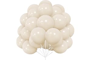 YOYOIN Ballons Blancs Creme, Paquet de 30 Ballons Blanc Sable en Latex 12 pouces 30,5 cm Ballon avec Blanc Ruban pour Femmes Filles Fête d'Anniversaire Baptême Mariage Douche Bébé Baby Shower Décorations