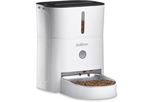 Balimo Automatyczny dozownik karmy dla kotów, 3 l, z miską ze stali nierdzewnej i zakrętką z zakrętką, lampka nocna, 1-6 posiłków dziennie, DU3L-KL