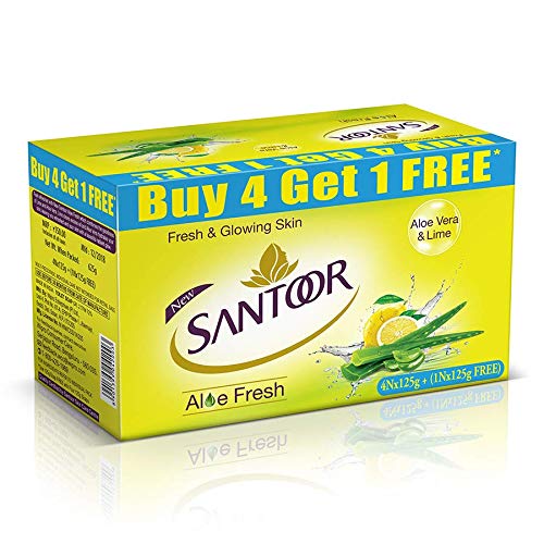 Santoor Soap, Aloe Vera & Lime, 125g (Buy 4 get 1)price