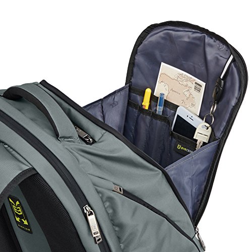 Laptop Rucksack 17,3″, Evecase Wasserabweisend Daypack mit Laptopfach 17.3 Zoll/ Akteneinteilung / Tabletfach/ Viele Zubehörfächer / Versteckbar Getränketasche – Grau - 6