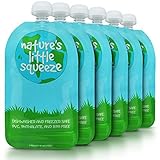 Reusable Food Pouch (6 Pack) - Easy to Fill and Clean - Double Zipper Means No Leaking - Perfect for Homemade and Organic Baby Food - Suitable for Babies, Toddlers and Kids of All Ages