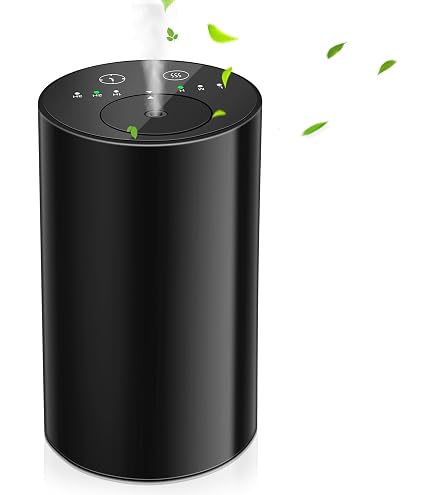 Airversa Waterless Diffuser Essential Oil 100mL Capacity Scent Air Machine For Home Aromatherapy Nebulizer Premium Metal Battery Operated 3 Mist Settings 3 Countdown Timers Color Light AN5 Black