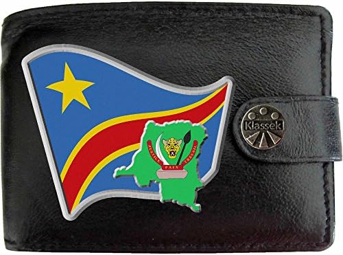 CONGO DEMOCRATIC REP Flag Mans Klassek Wallet CONGO DEMOCRATIC REP COA Real Black Leather CONGOLESE Gift present with Metal Box