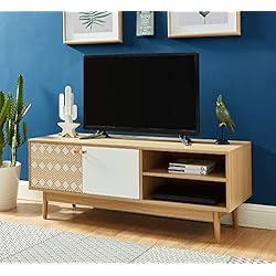 BAITA Leika Meuble TV, Chêne et Blanc, 120cm