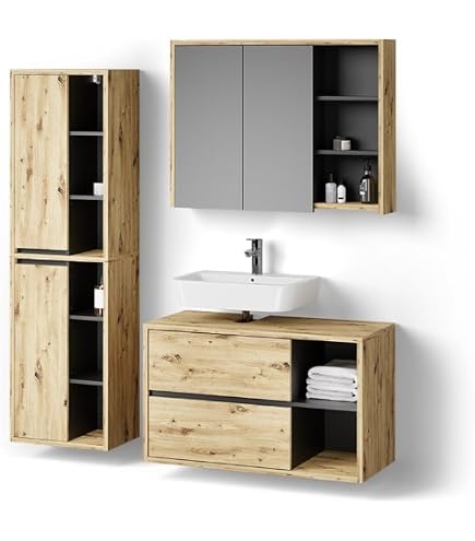 Produktbild von Mirjan24 Badmöbel Set Madrit II Mit Waschbecken Und Siphon