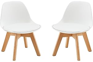 ‎LUXNOOK LuxNook 2er Set Kinderstühle mit Holzbeinen, Stabile Kinderstühle mit Rückenlehne für Kinderzimmer, 1-6 Jahre Kinder, PP+PU (weiß)