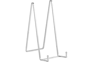 DIDUDIDU Supporto Cavalletto Espositore Porta Piatti - Supporti Piatti da Esposizione Grande - Cavalletti per Tavolo - Espositori Ferro per Piatto Decorativo | Cornice Foto | Libri - Argento - 2 pezzi - 25 cm