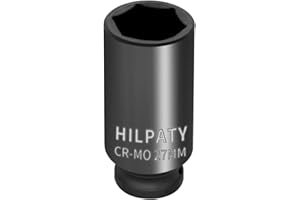 Hilpaty Sechskant Steckschlüsselein 27mm, 1/2 Zoll Vierkantantrieb Cr-Mo Schlagschraubereinsatz Radschrauben Nuss, 78mm Gesamtlänge
