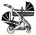 Duellette 21 BS combi Double Pushchair Twin Tandem complete carrycot/converts to seat unit. Free rain covers and 2 free Black footmuffs. Midnight Black by Kidz Kargo