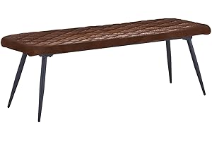 AINPECCA Dining Bench Faux Suede Padded Upholstered Dinner Vintage Stool with Metal legs Lounge Stool Doorway Dinner Bench (Faux Suede, Brown)