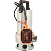 Black+Decker BXUP1100XDE kirli su i&ccedil;in dalgı&ccedil; pompa (1100 W, maksimum pompalama kapasitesi 16.500 l/sa, maks. basma y&uuml;ksekliğ