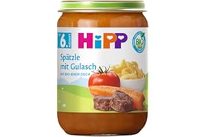 ‎HIPP HiPP Spätzle mit Gulasch (6 x 190g), Menü ab 6. Monat, ohne Salzzusatz, mit Omega-3, in bester Bio-Qualität