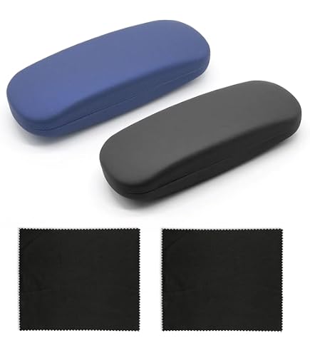 Set Di 4 Custodie Rigide Per Occhiali In Denim Con Cerniera E 4 Panni Inclusi - Blu, Verde, Arancione, Giallo - 2