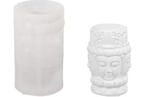 SILICANDO Buddha Silicone Candle Mold, 3D Silicone Mold Handmade Plaster Craft Candle Making Molds for Making Candle Resin Pillar Aromatherapy Gypsum Candles Wax Clay Craft Ornament Making (Four-Faced)