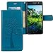 Produktbild CLM-Tech kompatibel mit Motorola Moto G5S Hülle, Tasche aus Kunstleder, Leder-Tasche Lederhülle, Baum Eule blau